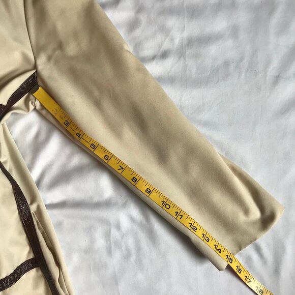 Vintage Herman Kay Cream Block Button Long Utility Trench Coat Lined O-Kay S/M - Picture 6 of 12